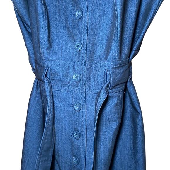 Calvin Klein - Dark Blue Denim Dress with Tie Belt - 12Petite - Picture 3 of 14